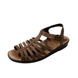 Fits By Theresia Womens Brown Leather Strappy German Comfort Sandals Size 6.5